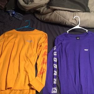 Two Obey long sleeves, men’s medium